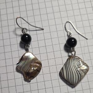 Elegant Silver and Black Dangle Earrings